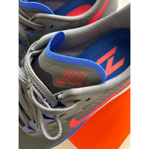 Nike Air Zoom Pegasus 37 Running Shoes Size 10 Grey/Blue/Red Breathable Mesh - Picture 7 of 13
